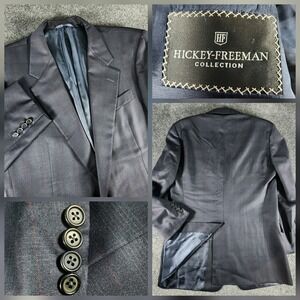 Hickey Freeman Collection Canterbury Navy Glen Plaid Wool Blazer Mens 42L